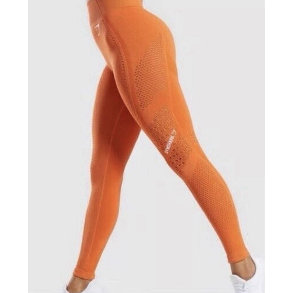 Gymshark Leggings SM Womens Flawless High Rise Perforated Burnt Orange Gorpcore